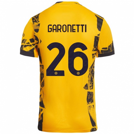 Kandiny Gyermek Gabriele Garonetti #26 Arany Fekete Harmadik Számú Jersey 2024/25 Mez Póló Ing