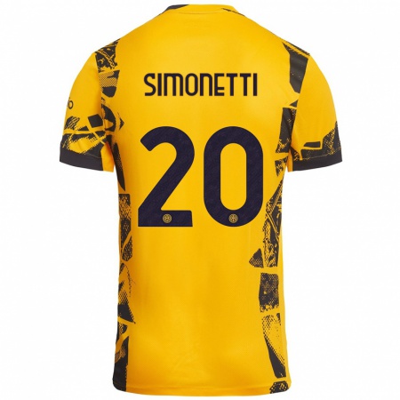 Kandiny Gyermek Flaminia Simonetti #20 Arany Fekete Harmadik Számú Jersey 2024/25 Mez Póló Ing