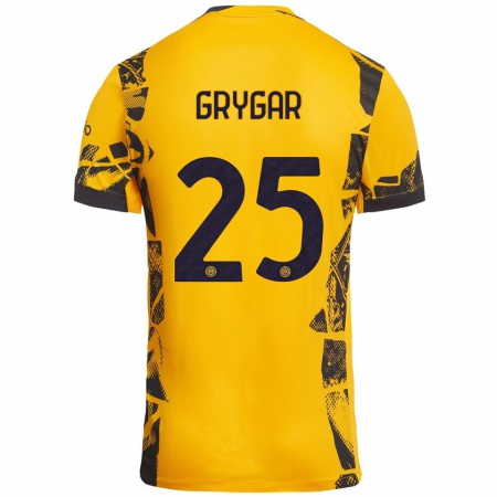 Kandiny Gyermek Samuel Grygar #25 Arany Fekete Harmadik Számú Jersey 2024/25 Mez Póló Ing