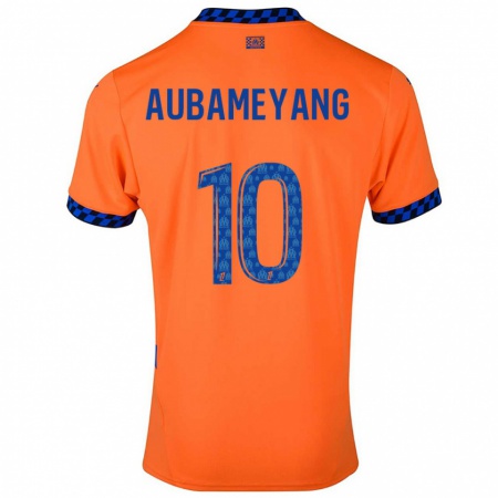 Kandiny Gyermek Pierre-Emerick Aubameyang #10 Narancssárga Sötétkék Harmadik Számú Jersey 2024/25 Mez Póló Ing