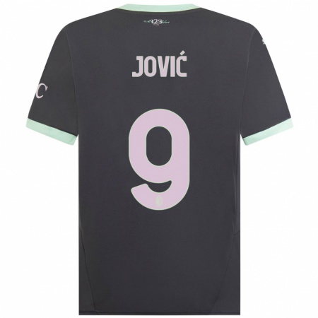 Kandiny Gyermek Luka Jović #9 Szürke Harmadik Számú Jersey 2024/25 Mez Póló Ing