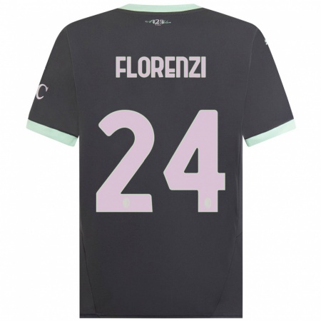 Kandiny Gyermek Alessandro Florenzi #24 Szürke Harmadik Számú Jersey 2024/25 Mez Póló Ing