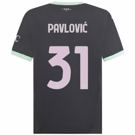 Kandiny Gyermek Strahinja Pavlović #31 Szürke Harmadik Számú Jersey 2024/25 Mez Póló Ing