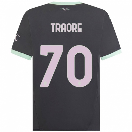 Kandiny Gyermek Chaka Traorè #70 Szürke Harmadik Számú Jersey 2024/25 Mez Póló Ing