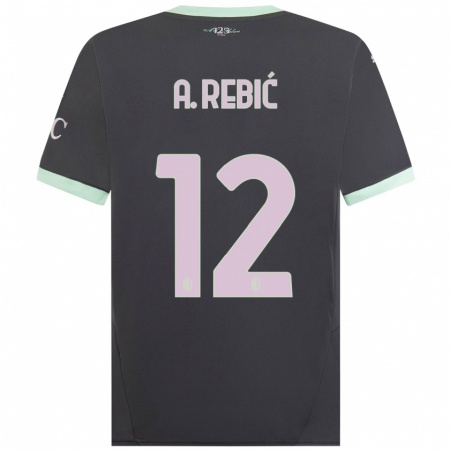 Kandiny Gyermek Ante Rebic #12 Szürke Harmadik Számú Jersey 2024/25 Mez Póló Ing