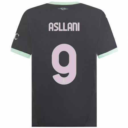 Kandiny Gyermek Kosovare Asllani #9 Szürke Harmadik Számú Jersey 2024/25 Mez Póló Ing