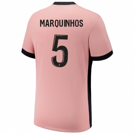 Kandiny Gyermek Marquinhos #5 Rozsda Rózsaszín Harmadik Számú Jersey 2024/25 Mez Póló Ing