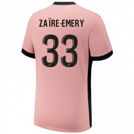 Kandiny Gyermek Warren Zaïre-Emery #33 Rozsda Rózsaszín Harmadik Számú Jersey 2024/25 Mez Póló Ing