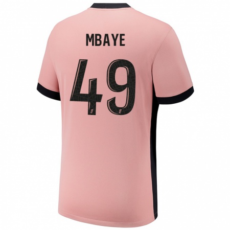 Kandiny Gyermek Ibrahim Mbaye #49 Rozsda Rózsaszín Harmadik Számú Jersey 2024/25 Mez Póló Ing