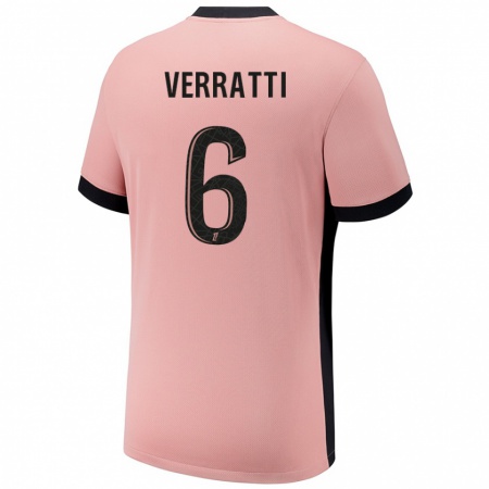 Kandiny Gyermek Marco Verratti #6 Rozsda Rózsaszín Harmadik Számú Jersey 2024/25 Mez Póló Ing