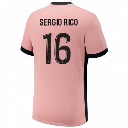 Kandiny Gyermek Sergio Rico #16 Rozsda Rózsaszín Harmadik Számú Jersey 2024/25 Mez Póló Ing