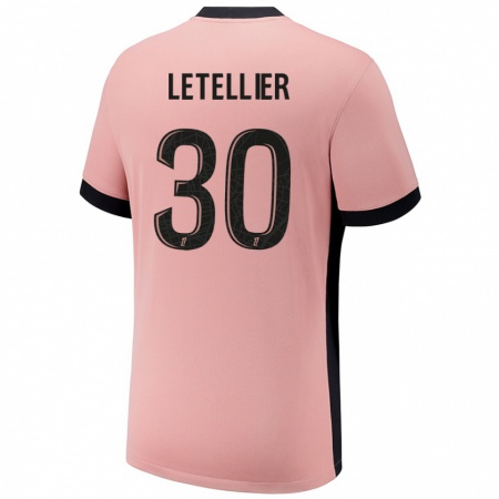 Kandiny Gyermek Alexandre Letellier #30 Rozsda Rózsaszín Harmadik Számú Jersey 2024/25 Mez Póló Ing