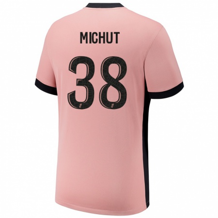 Kandiny Gyermek Edouard Michut #38 Rozsda Rózsaszín Harmadik Számú Jersey 2024/25 Mez Póló Ing