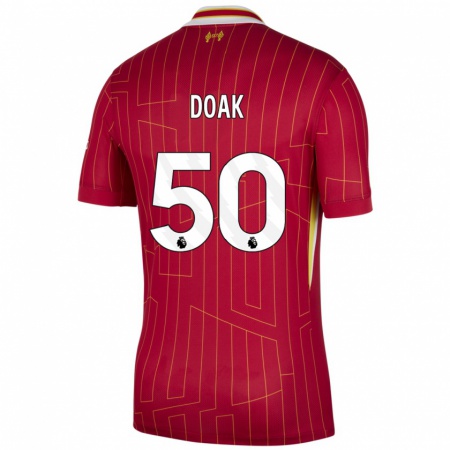 Kandiny Férfi Ben Doak #50 Piros Sárga Fehér Hazai Jersey 2024/25 Mez Póló Ing