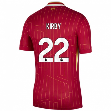 Kandiny Férfi Faye Kirby #22 Piros Sárga Fehér Hazai Jersey 2024/25 Mez Póló Ing