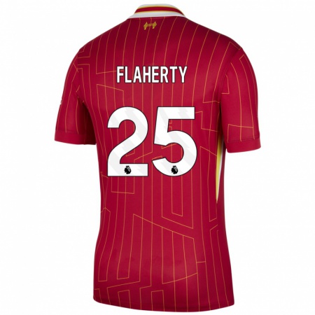 Kandiny Férfi Gilly Flaherty #25 Piros Sárga Fehér Hazai Jersey 2024/25 Mez Póló Ing