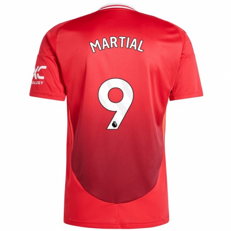 Kandiny Férfi Anthony Martial #9 Élénkpiros Hazai Jersey 2024/25 Mez Póló Ing