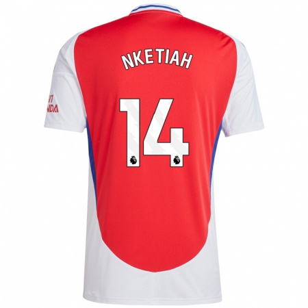 Kandiny Férfi Eddie Nketiah #14 Piros Fehér Hazai Jersey 2024/25 Mez Póló Ing