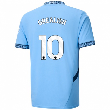 Kandiny Férfi Jack Grealish #10 Sötétkék Hazai Jersey 2024/25 Mez Póló Ing