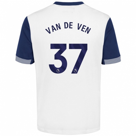 Kandiny Férfi Micky Van De Ven #37 Fehér Kék Hazai Jersey 2024/25 Mez Póló Ing