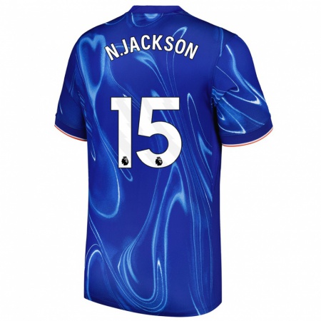 Kandiny Férfi Nicolas Jackson #15 Kék Fehér Hazai Jersey 2024/25 Mez Póló Ing