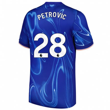 Kandiny Férfi Djordje Petrovic #28 Kék Fehér Hazai Jersey 2024/25 Mez Póló Ing