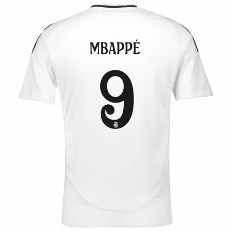 Kandiny Férfi Kylian Mbappé #9 Fehér Hazai Jersey 2024/25 Mez Póló Ing