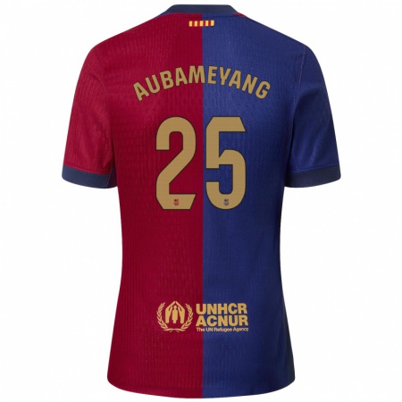 Kandiny Férfi Pierre Emerick Aubameyang #25 Kék Piros Hazai Jersey 2024/25 Mez Póló Ing