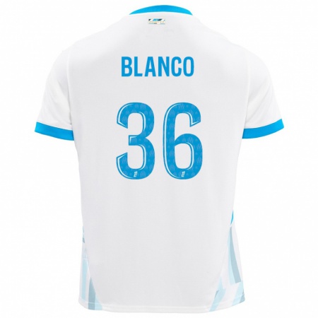 Kandiny Férfi Rubén Blanco #36 Fehér Ég Kék Hazai Jersey 2024/25 Mez Póló Ing