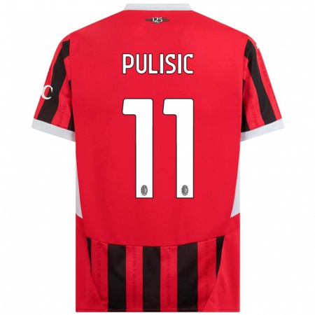 Kandiny Férfi Christian Pulisic #11 Piros Fekete Hazai Jersey 2024/25 Mez Póló Ing