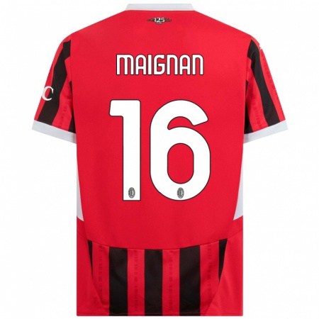 Kandiny Férfi Mike Maignan #16 Piros Fekete Hazai Jersey 2024/25 Mez Póló Ing