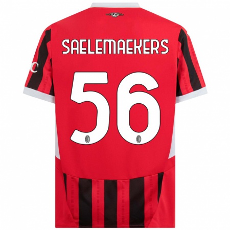 Kandiny Férfi Alexis Saelemaekers #56 Piros Fekete Hazai Jersey 2024/25 Mez Póló Ing