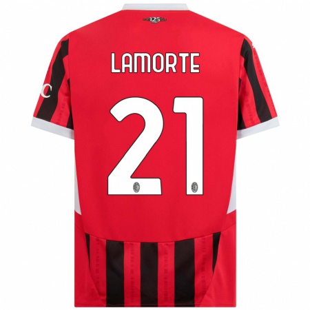 Kandiny Férfi Alessandro Lamorte #21 Piros Fekete Hazai Jersey 2024/25 Mez Póló Ing