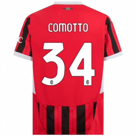 Kandiny Férfi Christian Comotto #34 Piros Fekete Hazai Jersey 2024/25 Mez Póló Ing