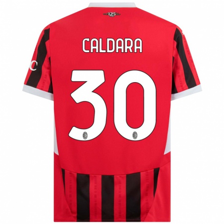 Kandiny Férfi Mattia Caldara #30 Piros Fekete Hazai Jersey 2024/25 Mez Póló Ing