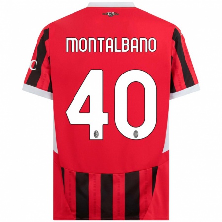 Kandiny Férfi Nicolo Montalbano #40 Piros Fekete Hazai Jersey 2024/25 Mez Póló Ing