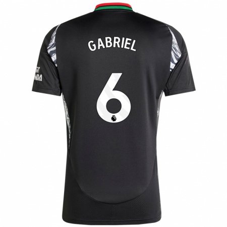 Kandiny Férfi Gabriel Magalhães #6 Fekete Idegenbeli Jersey 2024/25 Mez Póló Ing