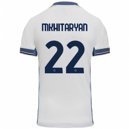 Kandiny Férfi Henrikh Mkhitaryan #22 Fehér Szürke Idegenbeli Jersey 2024/25 Mez Póló Ing