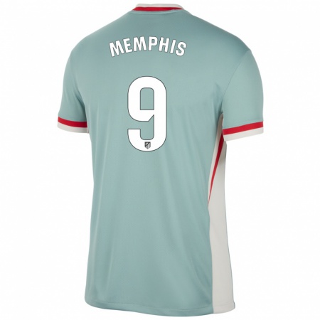 Kandiny Férfi Memphis Depay #9 Világos Bézs Kék Idegenbeli Jersey 2024/25 Mez Póló Ing