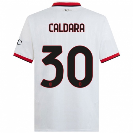 Kandiny Férfi Mattia Caldara #30 Fehér Fekete Piros Idegenbeli Jersey 2024/25 Mez Póló Ing