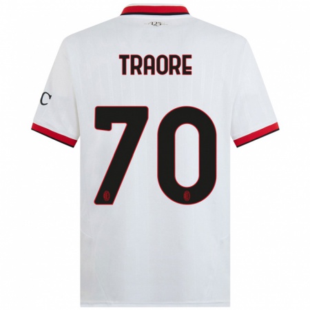 Kandiny Férfi Chaka Traorè #70 Fehér Fekete Piros Idegenbeli Jersey 2024/25 Mez Póló Ing