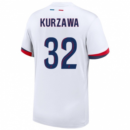 Kandiny Férfi Layvin Kurzawa #32 Fehér Kék Piros Idegenbeli Jersey 2024/25 Mez Póló Ing