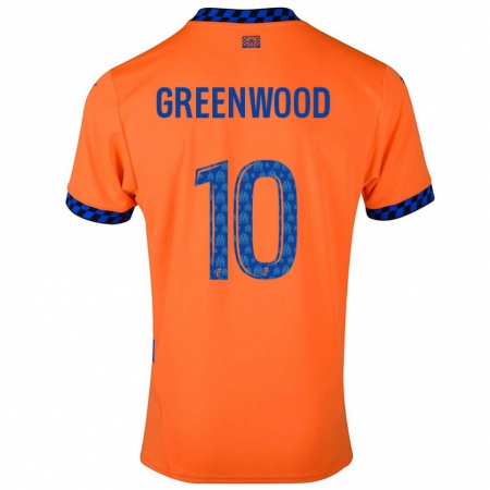 Kandiny Férfi Mason Greenwood #10 Narancssárga Sötétkék Harmadik Számú Jersey 2024/25 Mez Póló Ing