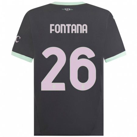 Kandiny Férfi Francesco Fontana #26 Szürke Harmadik Számú Jersey 2024/25 Mez Póló Ing