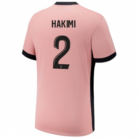 Kandiny Férfi Achraf Hakimi #2 Rozsda Rózsaszín Harmadik Számú Jersey 2024/25 Mez Póló Ing