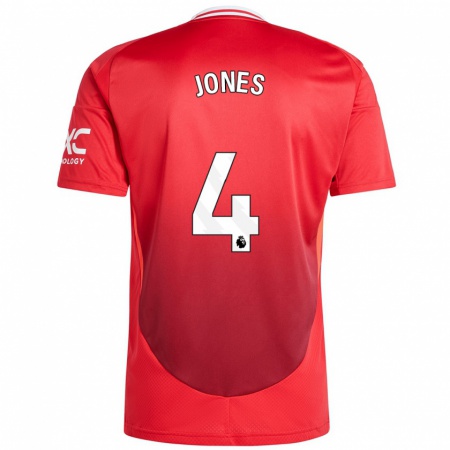 Kandiny Női Phil Jones #4 Élénkpiros Hazai Jersey 2024/25 Mez Póló Ing