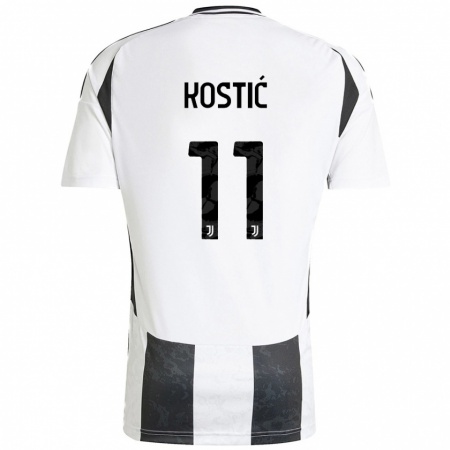 Kandiny Női Filip Kostić #11 Fehér Fekete Hazai Jersey 2024/25 Mez Póló Ing