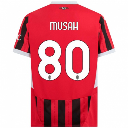 Kandiny Női Yunus Musah #80 Piros Fekete Hazai Jersey 2024/25 Mez Póló Ing