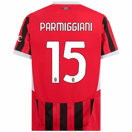 Kandiny Női Pietro Parmiggiani #15 Piros Fekete Hazai Jersey 2024/25 Mez Póló Ing