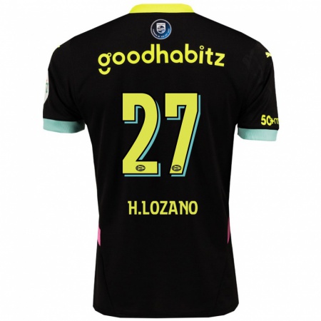 Kandiny Női Hirving Lozano #27 Fekete Sárga Idegenbeli Jersey 2024/25 Mez Póló Ing